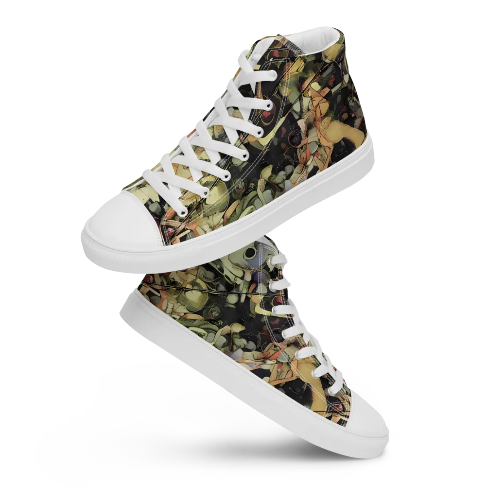 Olive Riddle on Women's High Top Canvas Shoes — Front