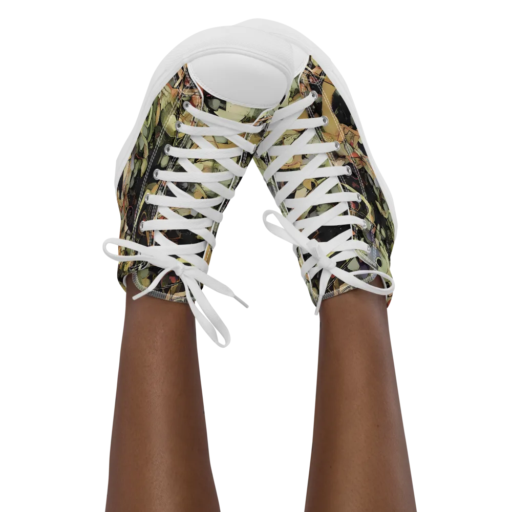 Olive Riddle on Women's High Top Canvas Shoes — Front