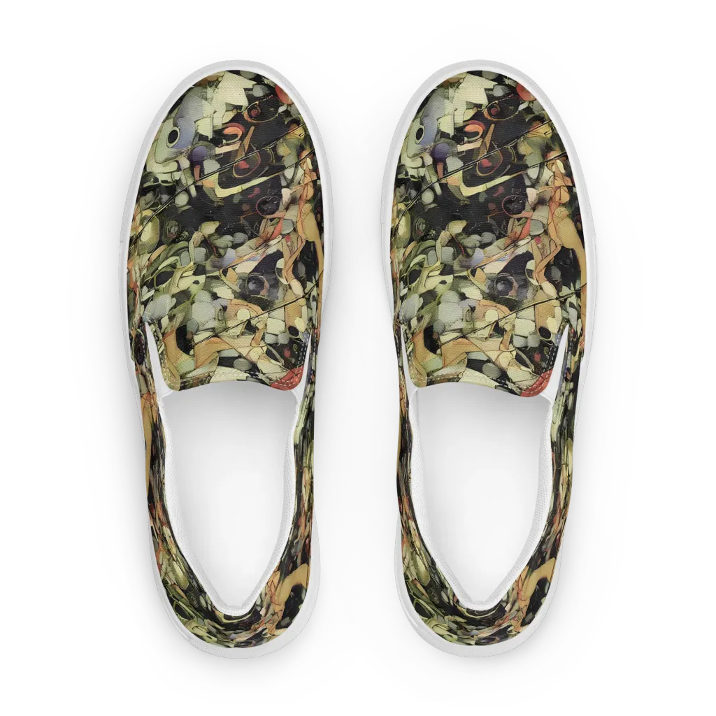 Olive Riddle on Men's Slip-On Canvas Shoes — Front