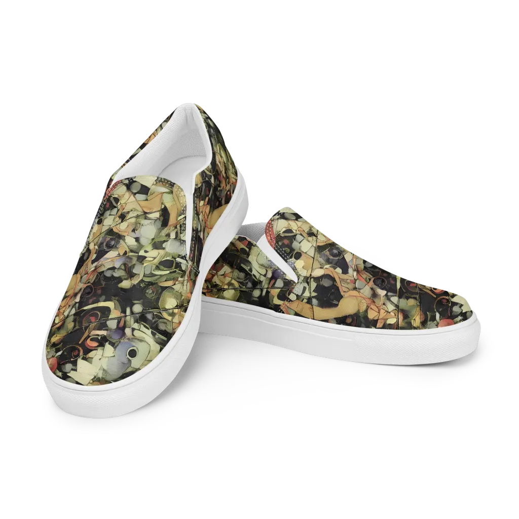 Olive Riddle on Men's Slip-On Canvas Shoes — Left Front