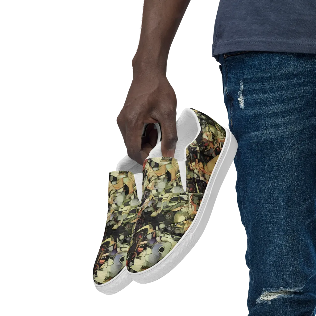 Olive Riddle on Men's Slip-On Canvas Shoes — Left Front