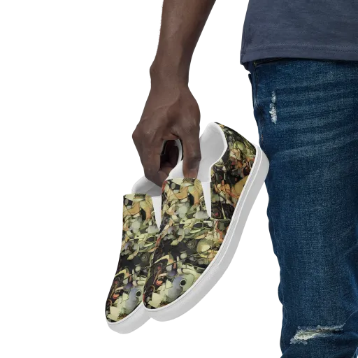 Olive Riddle on a Men's Slip-On Canvas Shoes