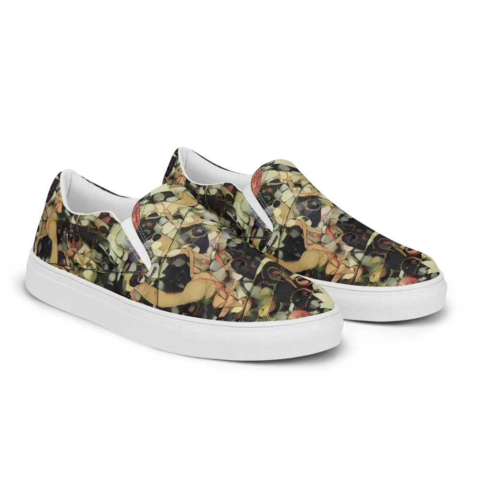 Olive Riddle on Women's Slip-On Canvas Shoes — Right Front