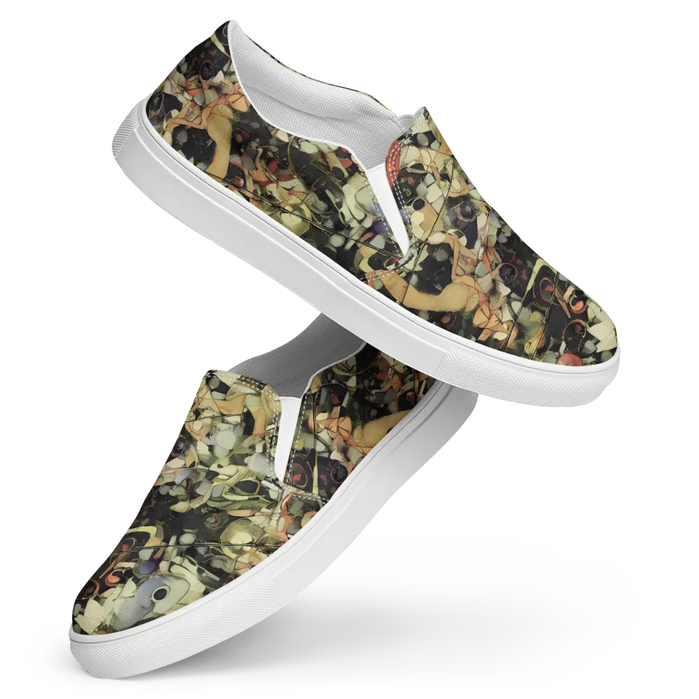 Olive Riddle on Women's Slip-On Canvas Shoes — Front
