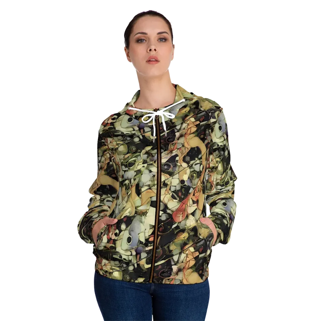 Olive Riddle on Women's Full-Zip Hoodie — Front On Person