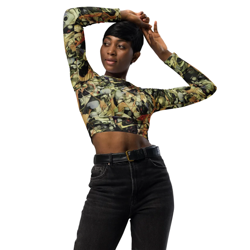 Olive Riddle on Long Sleeve Crop Top — Front
