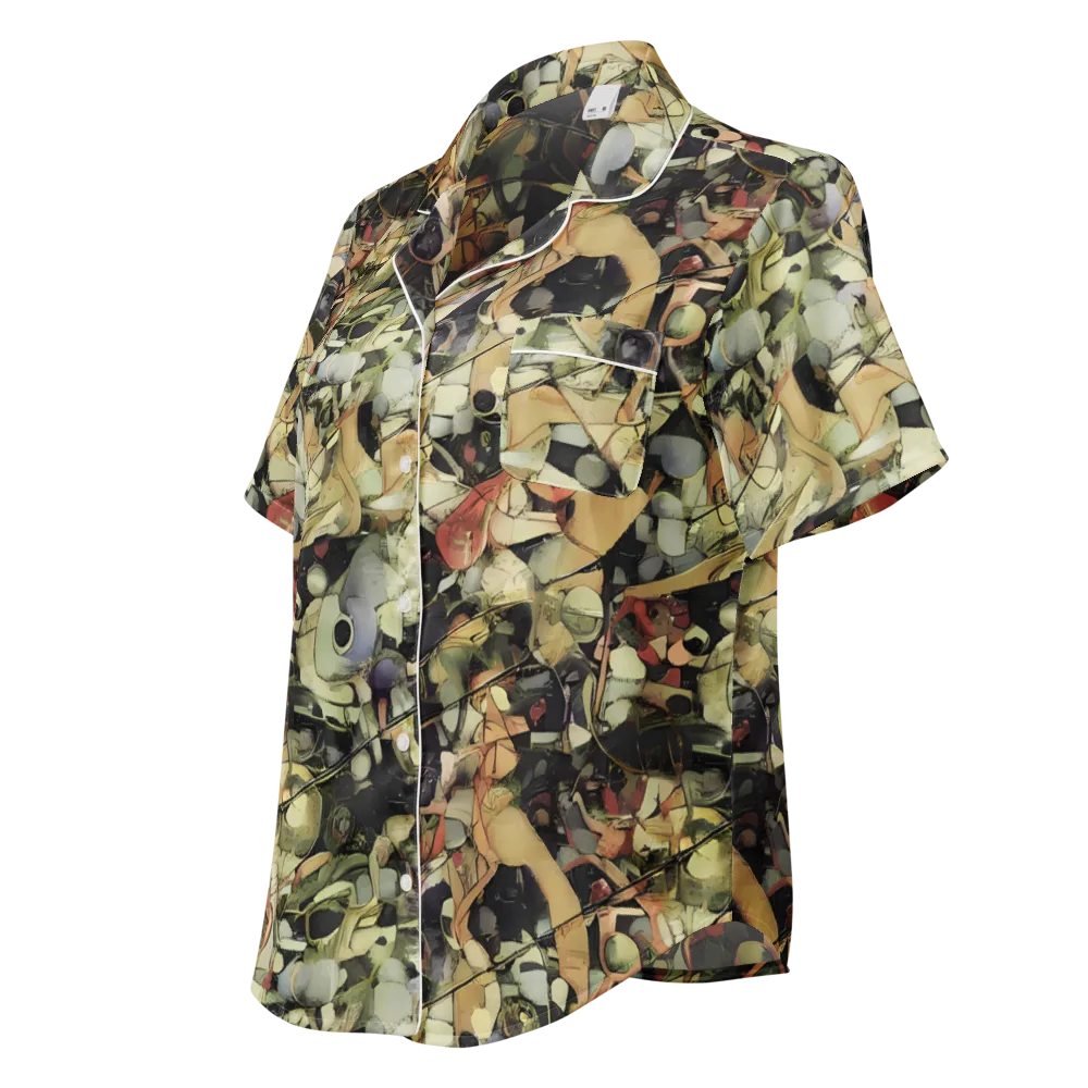 Olive Riddle on Women's Short Sleeve Pajama Top — Left Front
