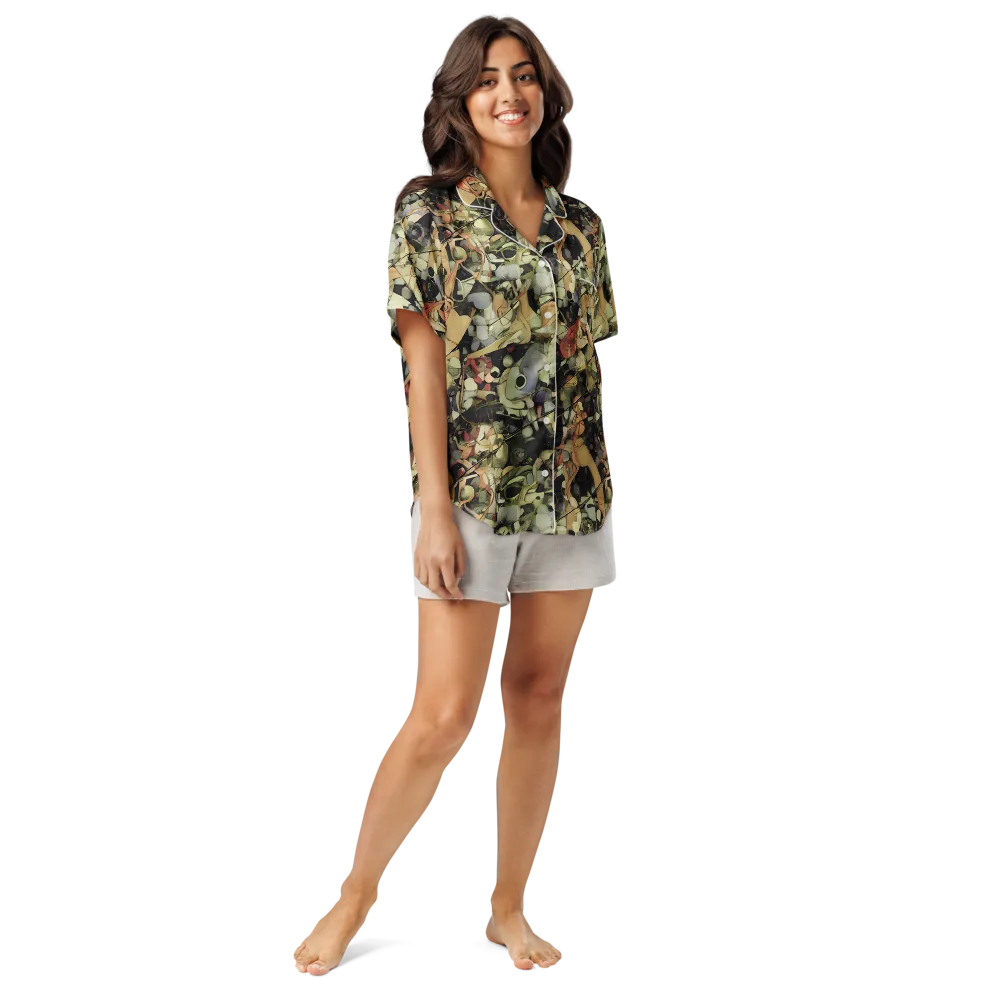 Olive Riddle on Women's Short Sleeve Pajama Top — Front