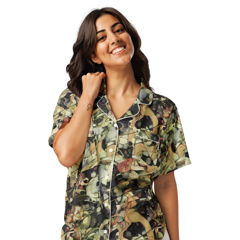 Olive Riddle on Women's Short Sleeve Pajama Top — Front