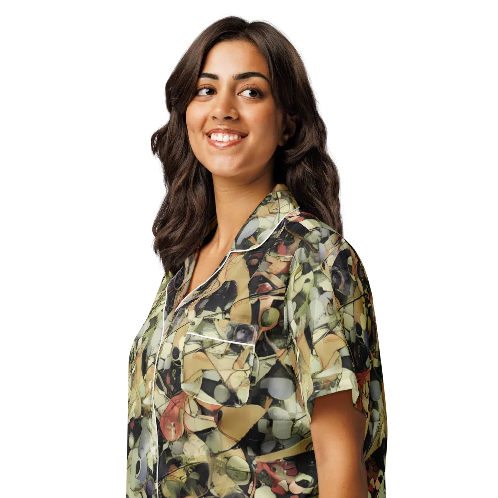 Olive Riddle on Women's Short Sleeve Pajama Top — Left Front