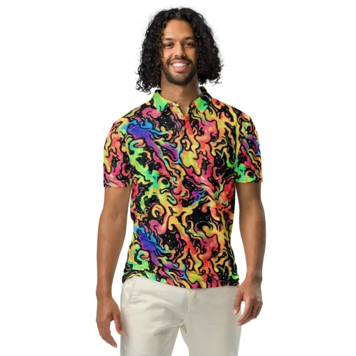 Candy Inferno on a Men's Slim Fit Polo Shirt