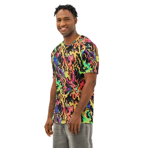 Candy Inferno on a Men's Cotton Crew Neck T-Shirt