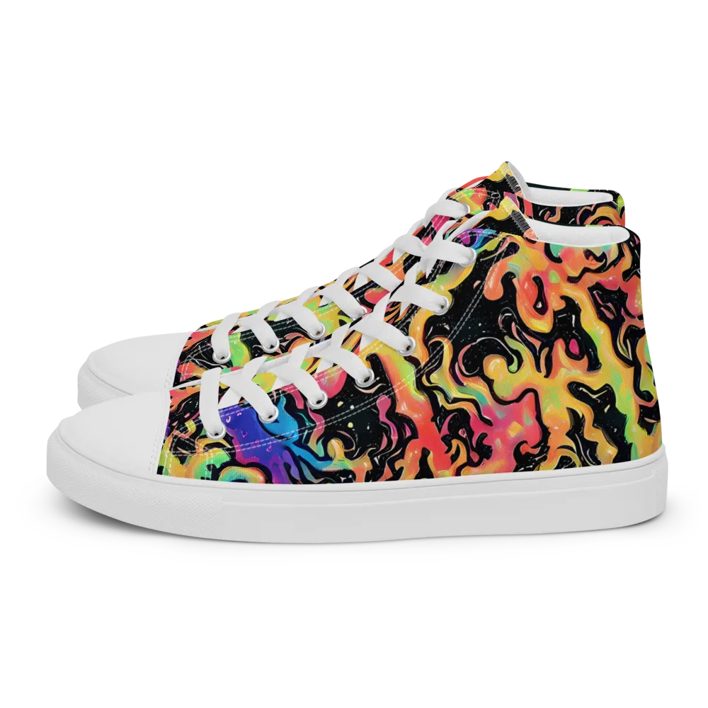 Candy Inferno on Men's High Top Canvas Shoes — Left