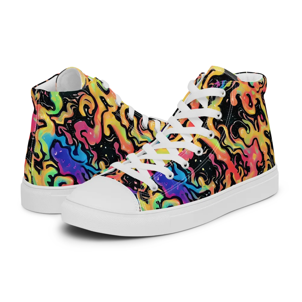 Candy Inferno on Men's High Top Canvas Shoes — Left