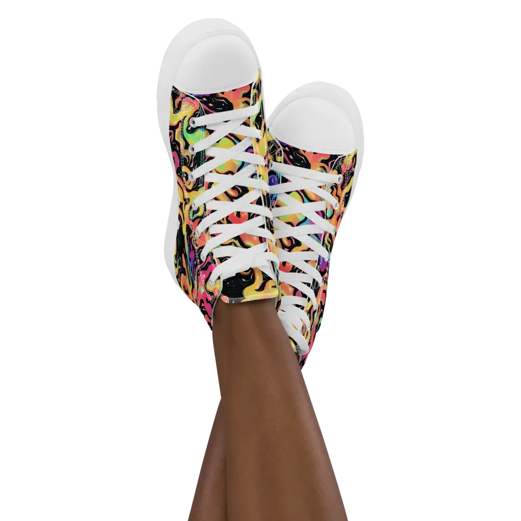 Candy Inferno on Women's High Top Canvas Shoes — Front
