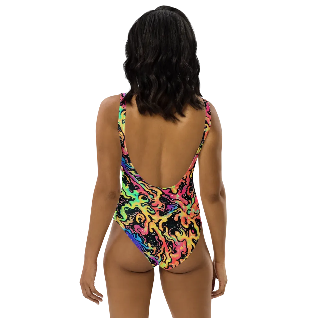 Candy Inferno on One-Piece Swimsuit — Back