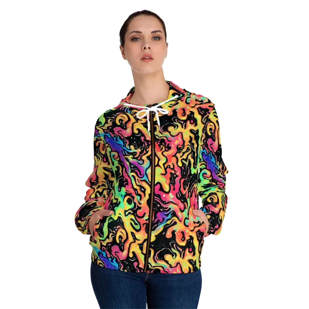 Candy Inferno on Women's Full-Zip Hoodie — Front On Person