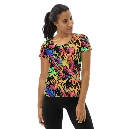 Candy Inferno on a Women's Athletic T-Shirt