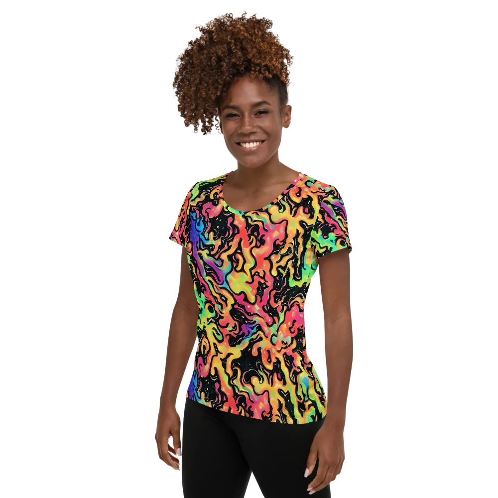 Candy Inferno on Women's Athletic T-Shirt — Left