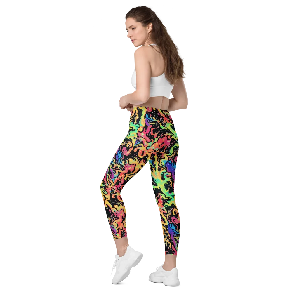 Candy Inferno on Leggings with Pockets — Left Back