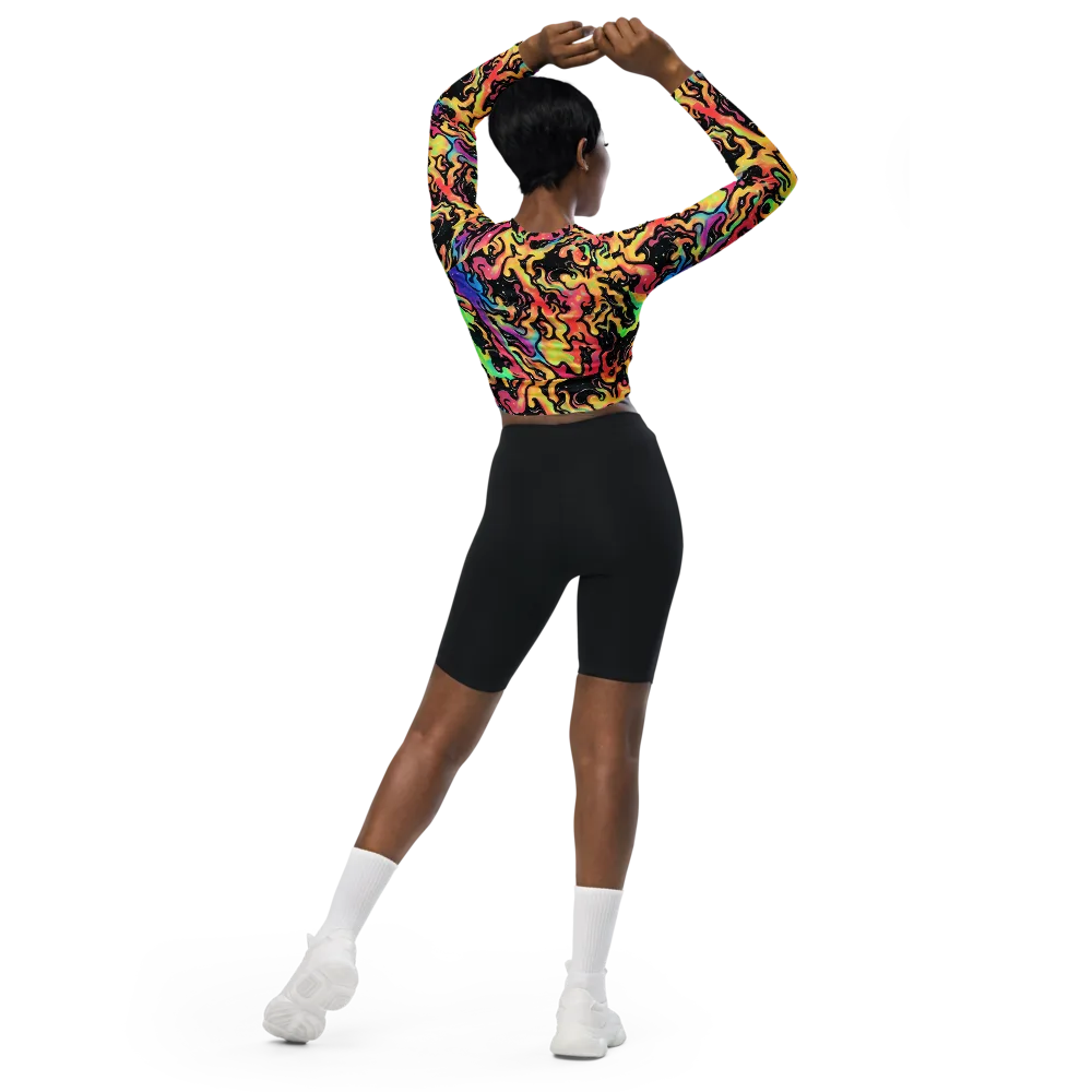 Candy Inferno on Long Sleeve Crop Top — Back