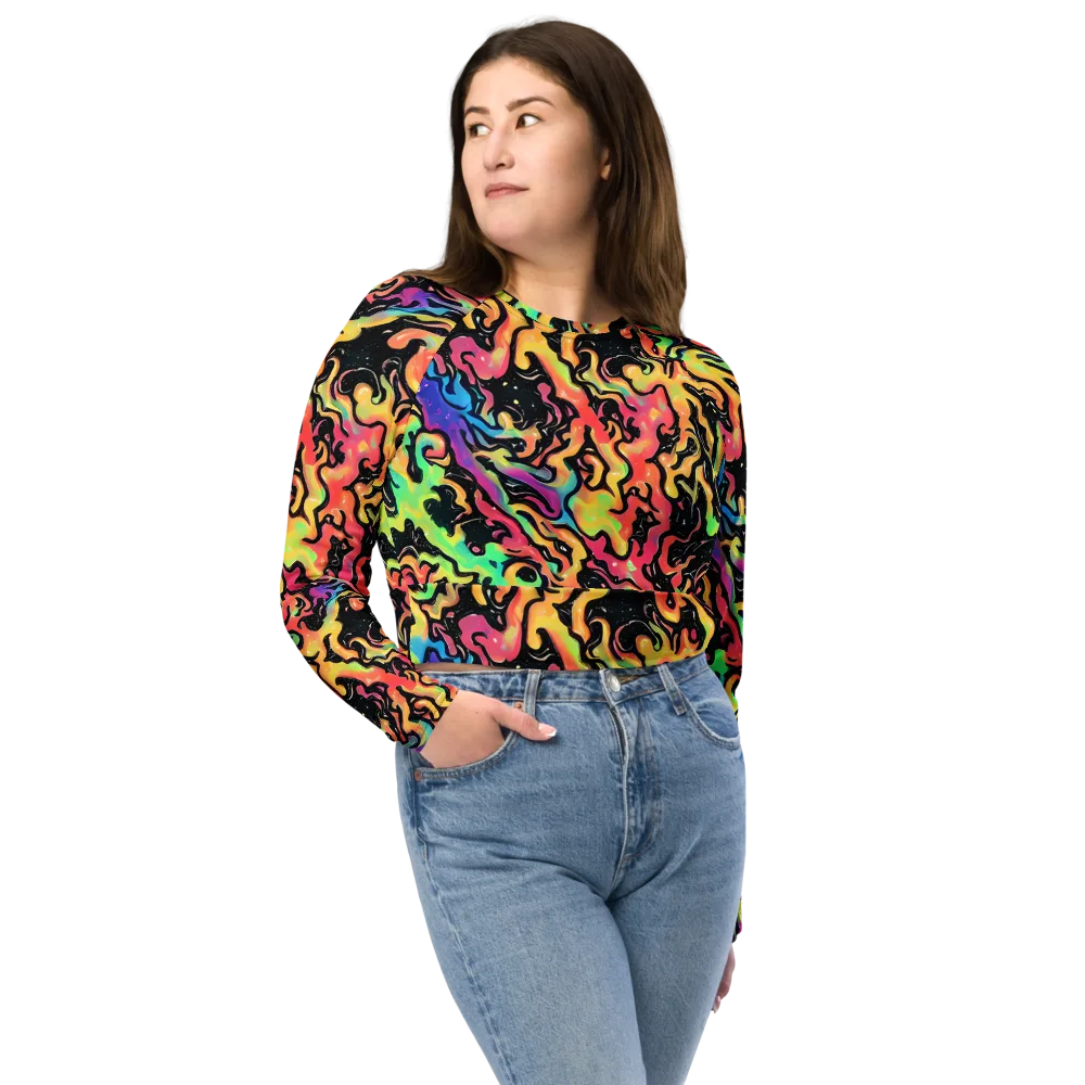 Candy Inferno on Long Sleeve Crop Top — Front