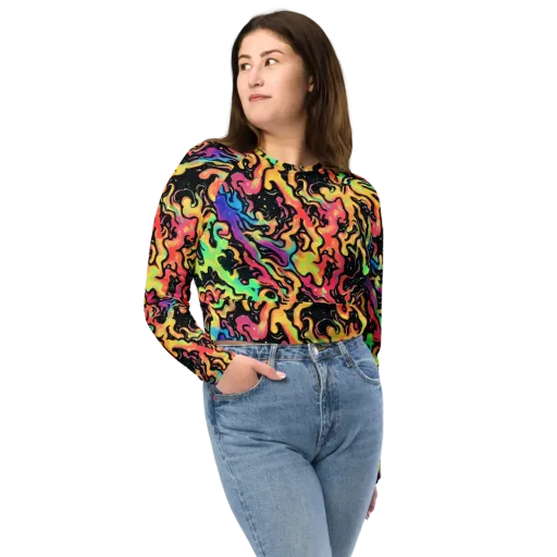 Candy Inferno on a Long Sleeve Crop Top