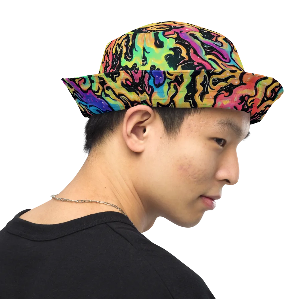 Candy Inferno on Reversible Bucket Hat — Right Outside