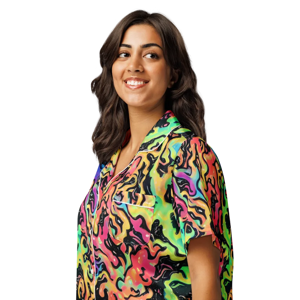Candy Inferno on Women's Short Sleeve Pajama Top — Left Front