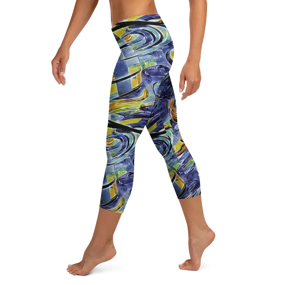Blue Mercury on Capri Leggings — Left