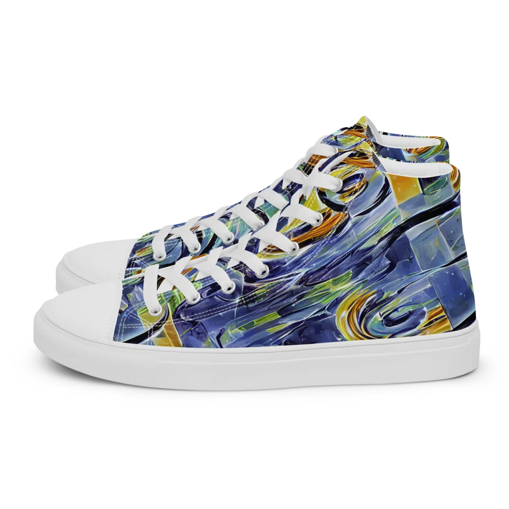 Blue Mercury on Men's High Top Canvas Shoes — Left