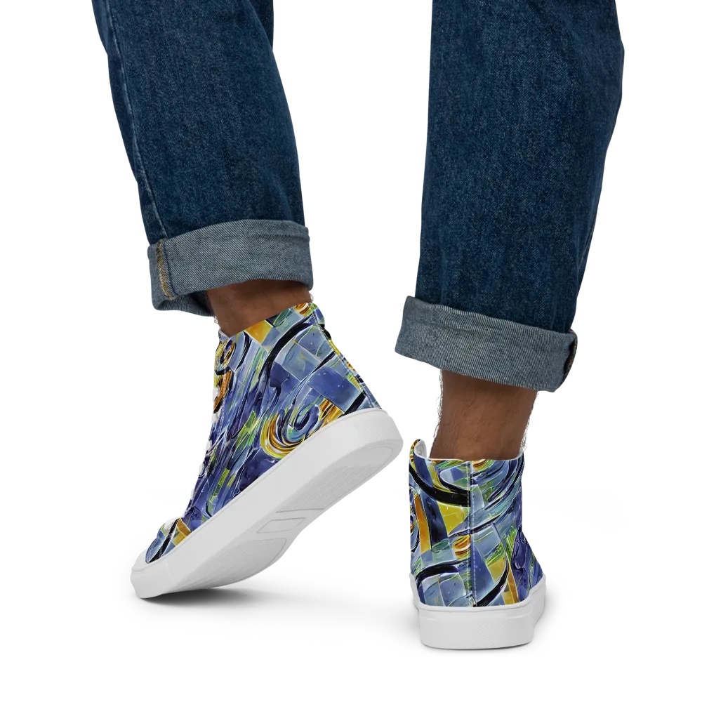 Blue Mercury on Men's High Top Canvas Shoes — Back