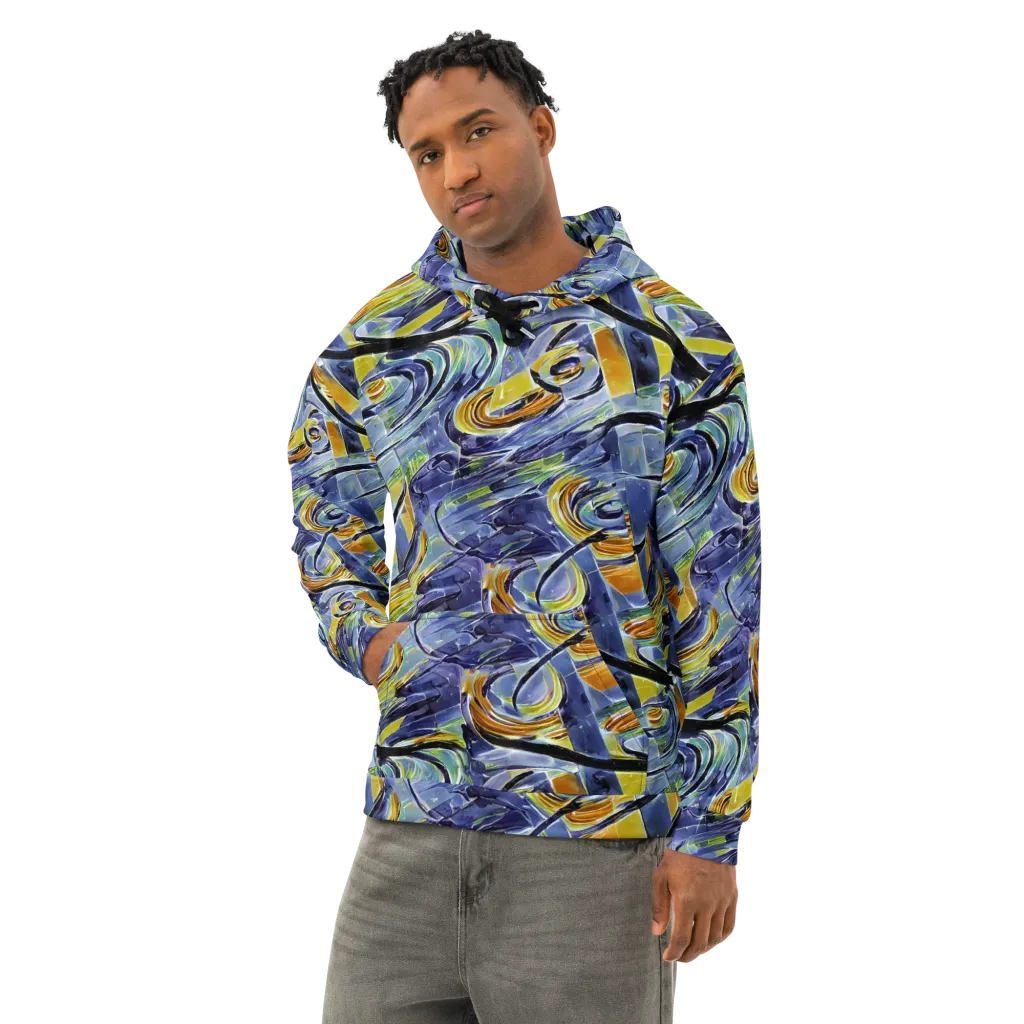Blue Mercury on Cotton Hoodie — Left Front