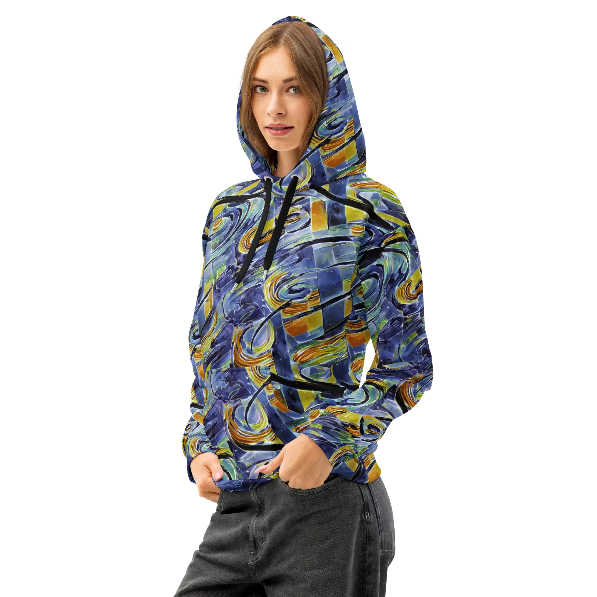 Blue Mercury on Cotton Hoodie — Left Front