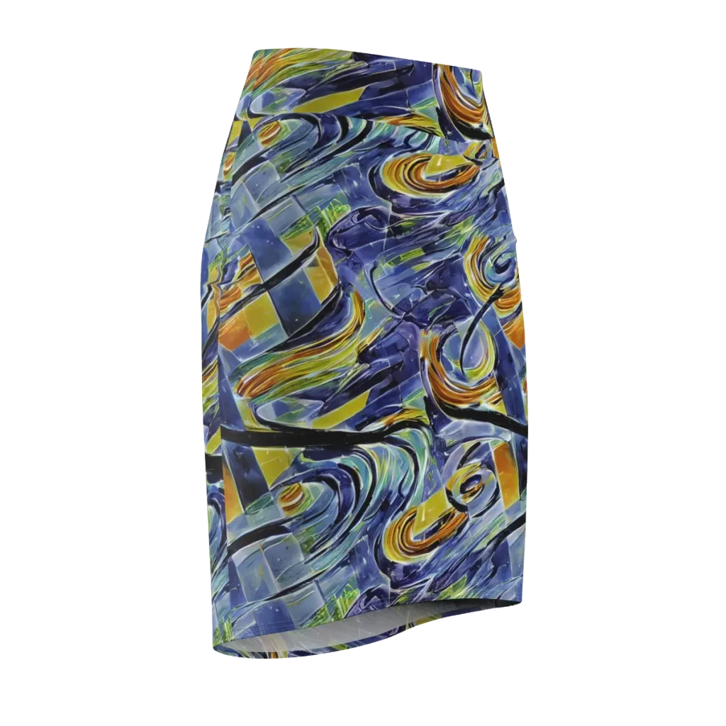 Blue Mercury on Pencil Skirt — Front Side