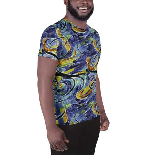 Blue Mercury on a Men's Athletic T-Shirt