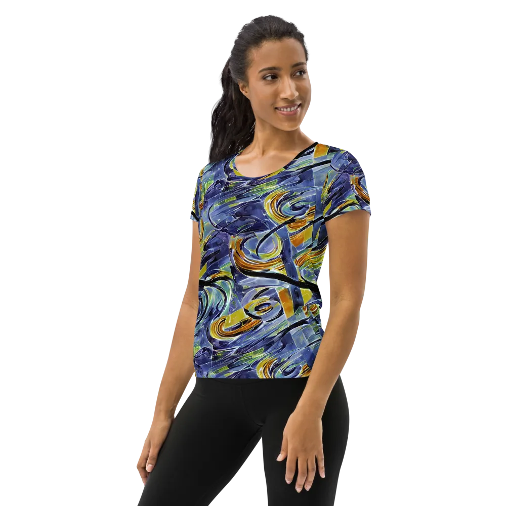 Blue Mercury on Women's Athletic T-Shirt — Left