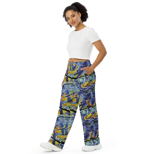 Blue Mercury on a Wide-Leg Pants