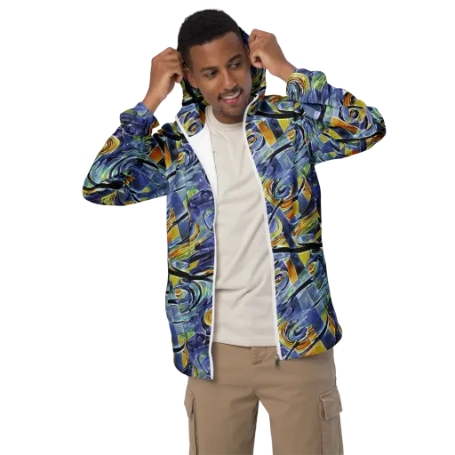Blue Mercury on a Men's Windbreaker