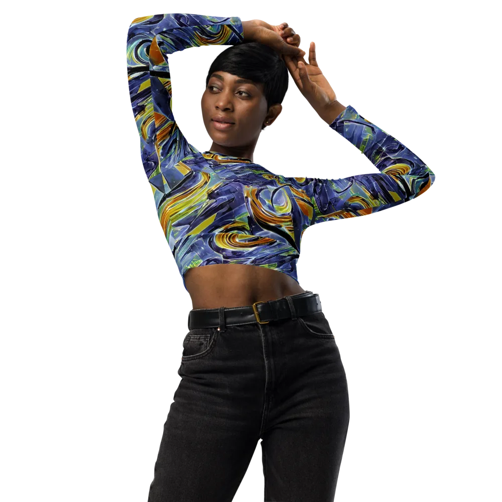 Blue Mercury on Long Sleeve Crop Top — Front