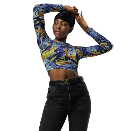 Blue Mercury on a Long Sleeve Crop Top