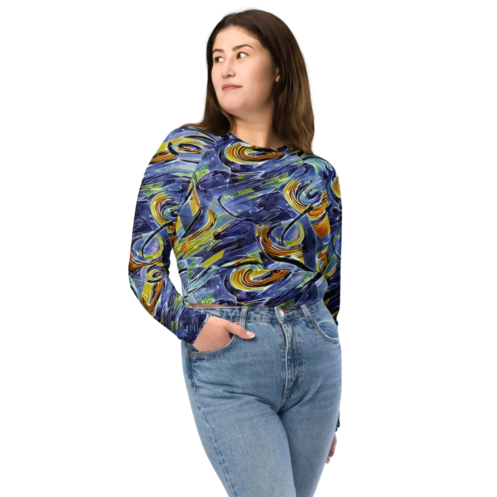 Blue Mercury on Long Sleeve Crop Top — Front