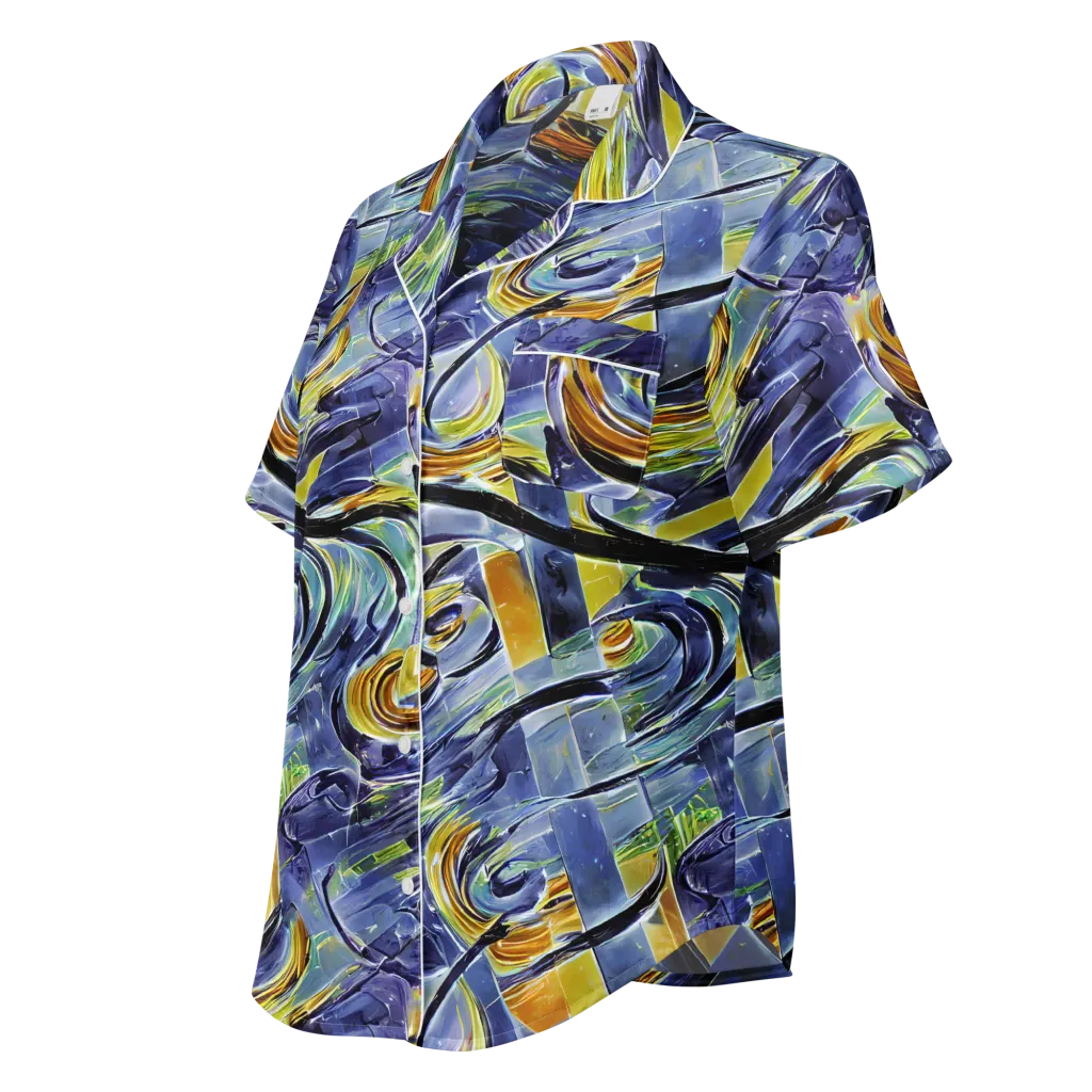 Blue Mercury on Women's Short Sleeve Pajama Top — Left Front