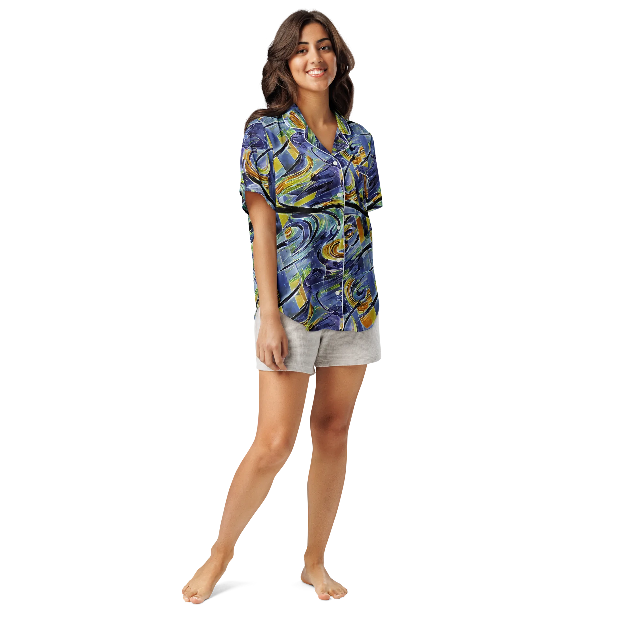Blue Mercury on Women's Short Sleeve Pajama Top — Front