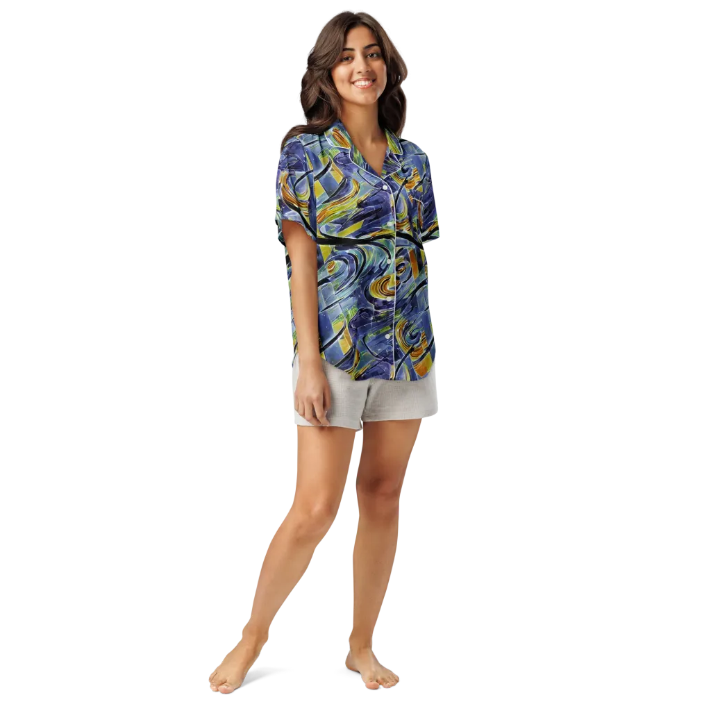 Blue Mercury on Women's Short Sleeve Pajama Top — Front
