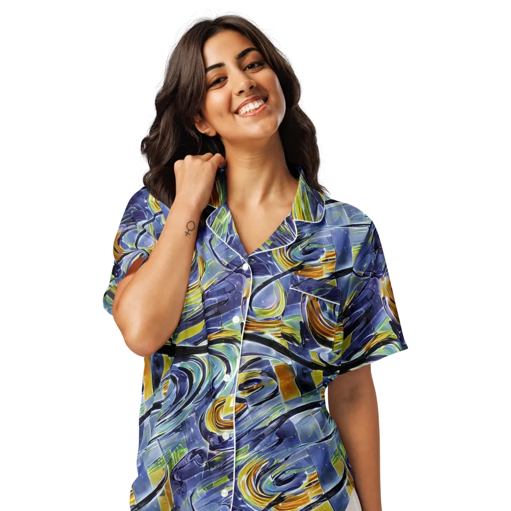Blue Mercury on Women's Short Sleeve Pajama Top — Front