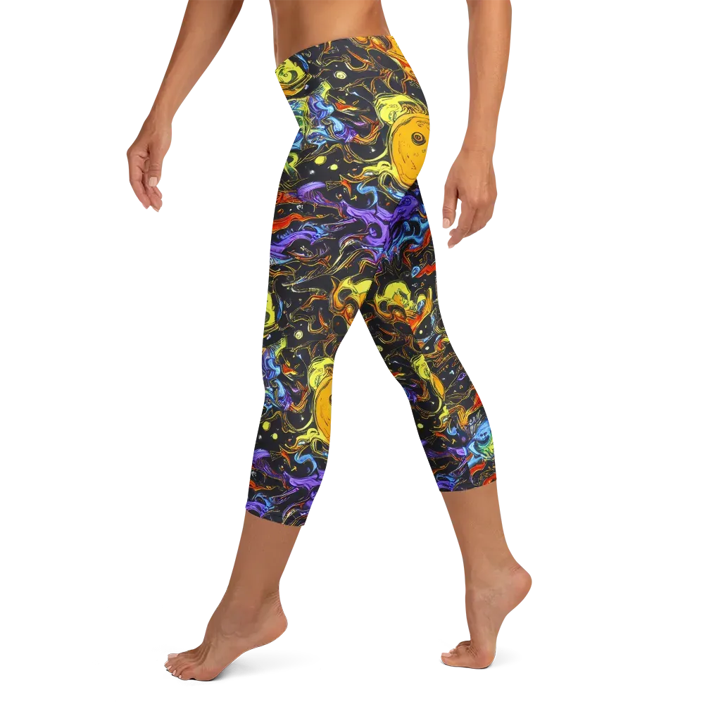 Ultraviolet Ocean on Capri Leggings — Left