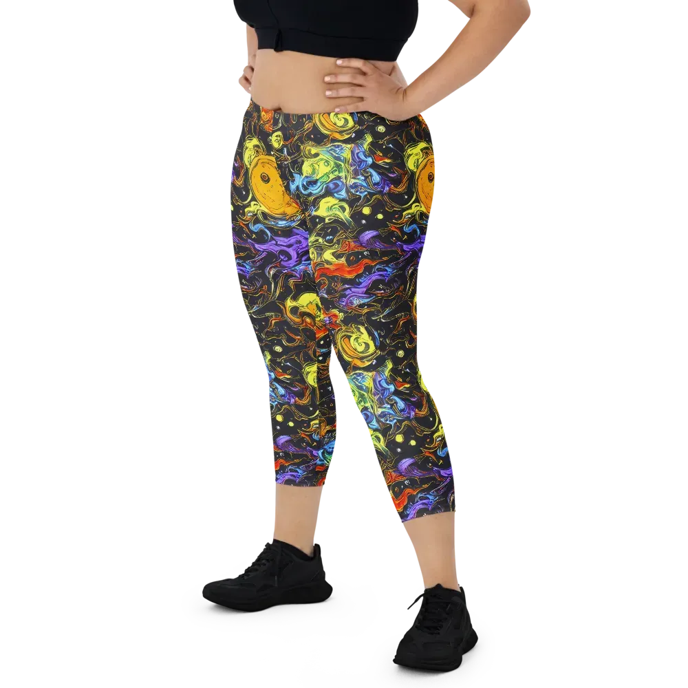 Ultraviolet Ocean on Capri Leggings — Front