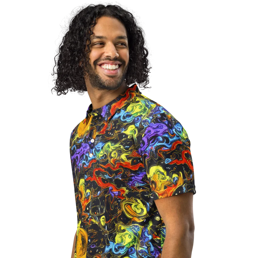 Ultraviolet Ocean on Men's Slim Fit Polo Shirt — Left Front