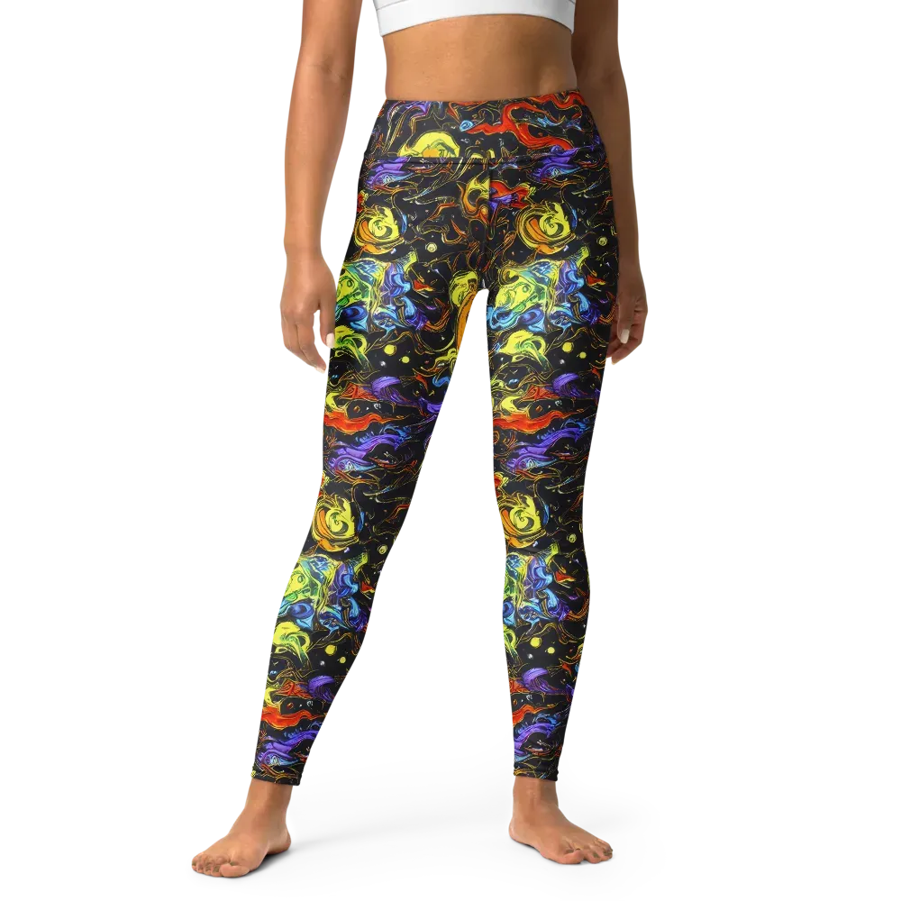 Ultraviolet Ocean on Yoga Leggings — Front